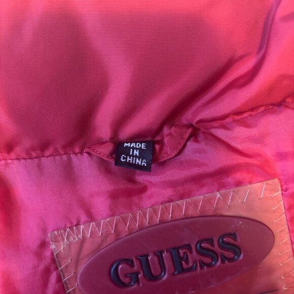 Guess Women’s Puffer Down Vest Zip w/Pockets Red Size M Waterfowl Feathers 44585 - Picture 7 of 8
